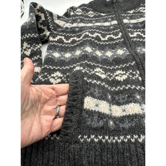 VTG L.L. Bean wool fair aisle Sz M zip sweater POCKETS warm Cardigan thick EUC - Picture 4 of 9